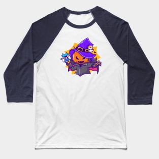 Cute Witch Pumpkin Gaming Cartoon Baseball T-Shirt